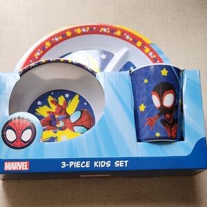 Marvel Spider-Man Kids Tableware Set - Blue, Yellow, Red